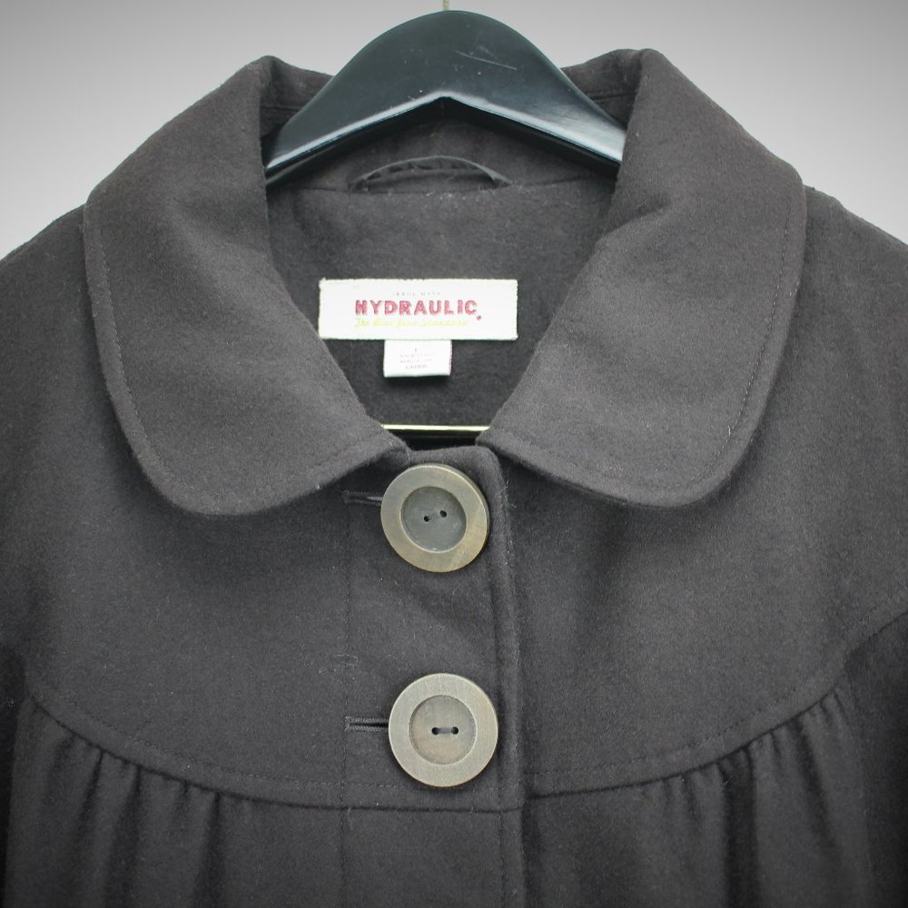 Hydraulic Brown Wool Blend Peacoat - Picture 2 of 5